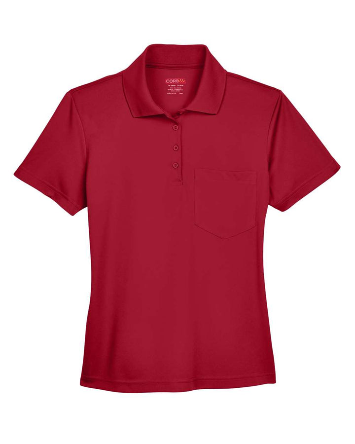 Front View of Classic Red Women's Origin Performance Piqué Polo with Pocket - 78181P