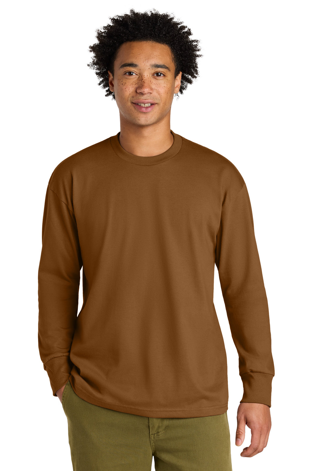 Front View of Clay Next Level Apparel Heavyweight Long Sleeve Tee NL7211