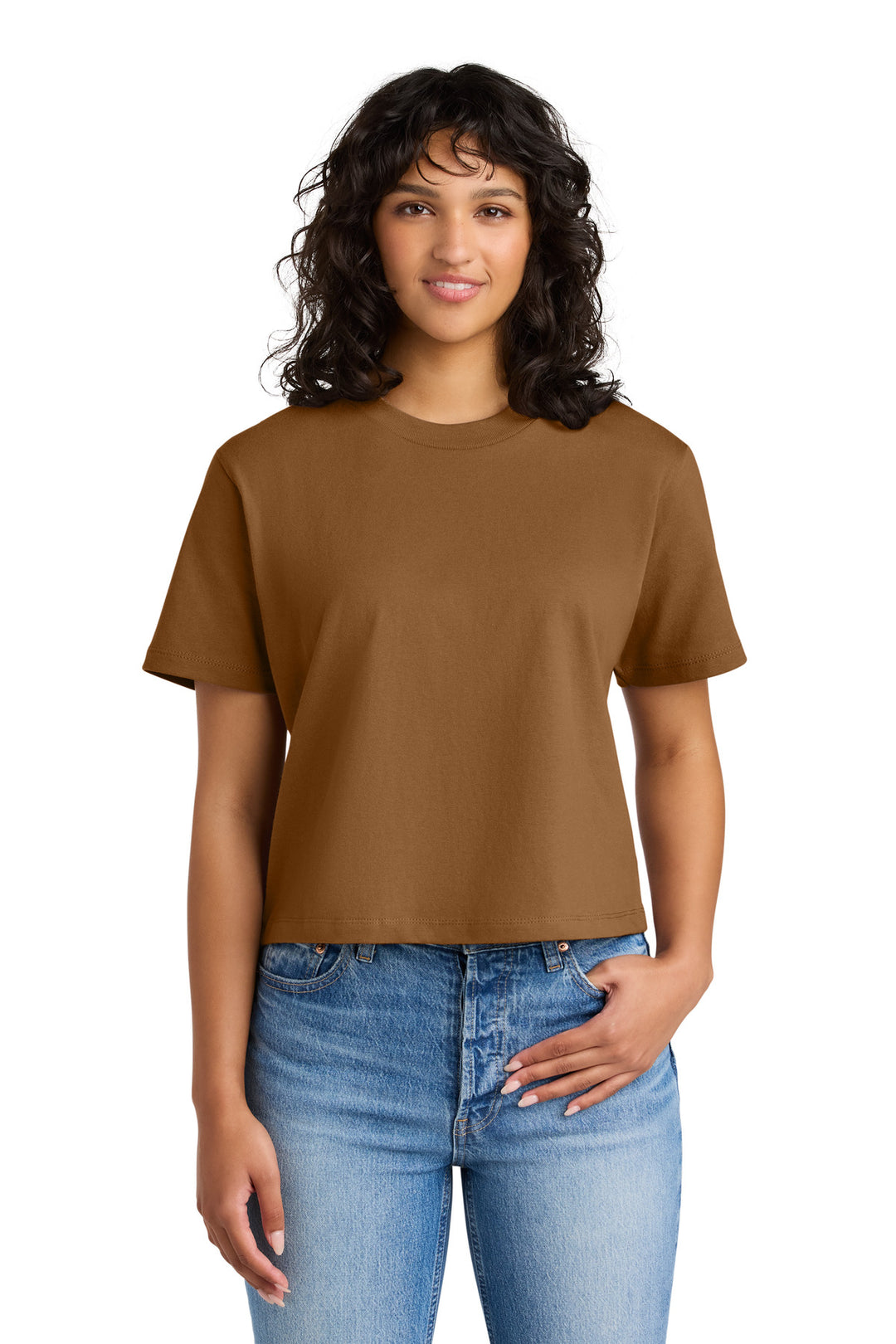 Front View of Clay Next Level Apparel Women's Heavyweight Boxy Tee NL7610