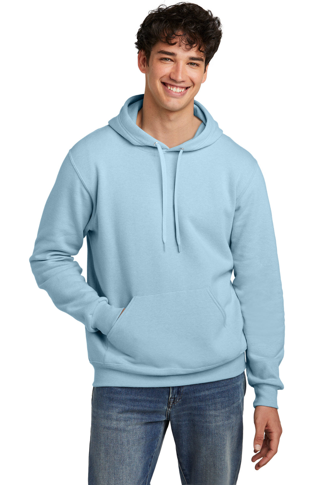 Front View of CloudHthr Jerzees Eco Premium Blend Pullover Hooded Sweatshirt 700M