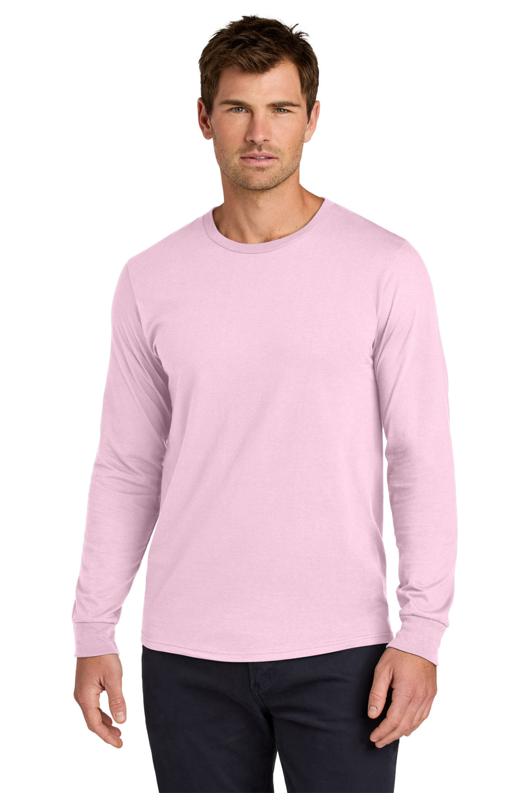 Front View of ClscPink Jerzees Classics Unisex Cotton Long Sleeve T-Shirt 363L