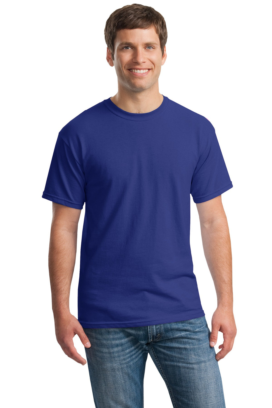 Front View of Cobalt Gildan - Heavy Cotton 100% Cotton T-Shirt. 5000