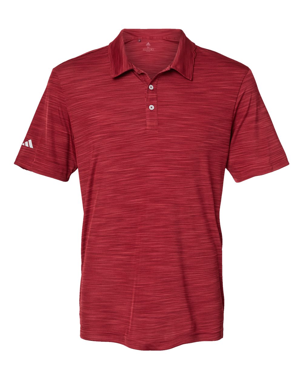 Front View of Collegiate Burgundy Melange Mélange Polo - A402