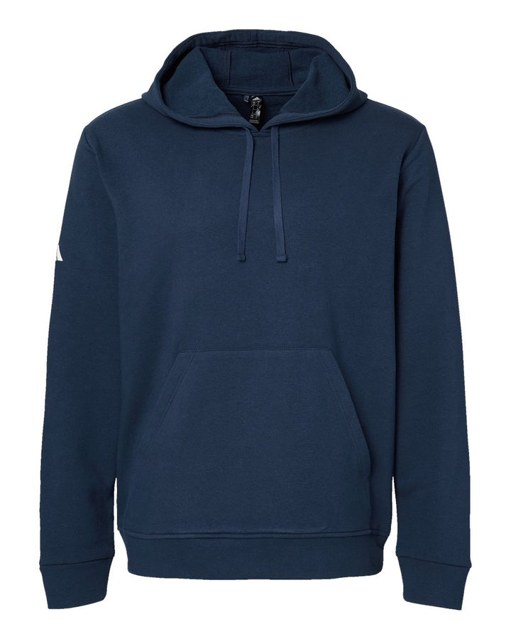 Front View of Collegiate Navy Fleece Hooded Sweatshirt - A432