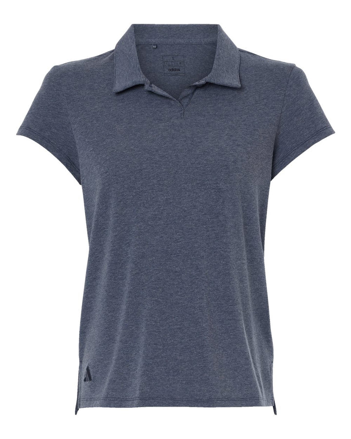 Front View of Collegiate Navy Melange Women's Blend Polo - A690