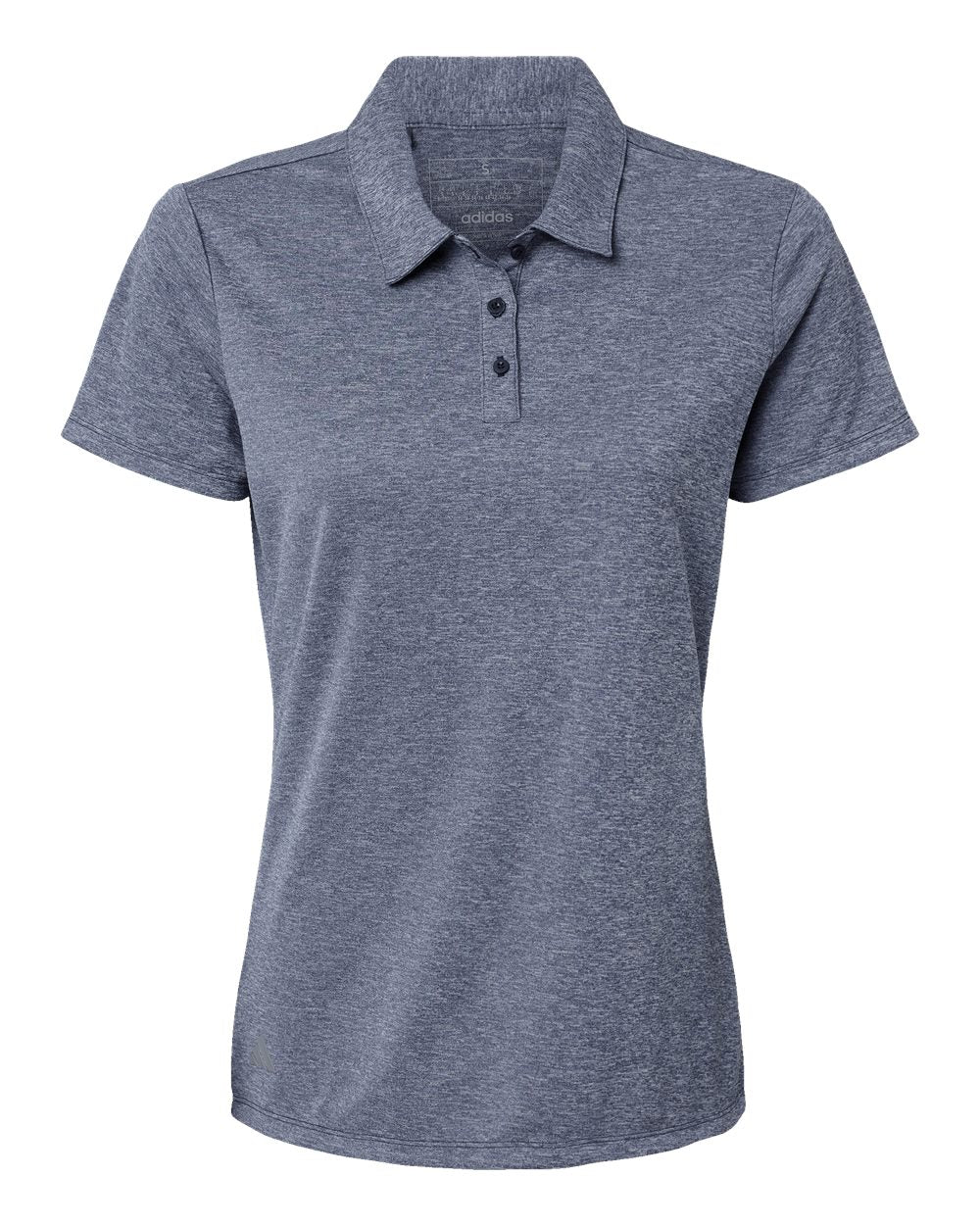 Front View of Collegiate Navy Melange Women's Heathered Polo - A583