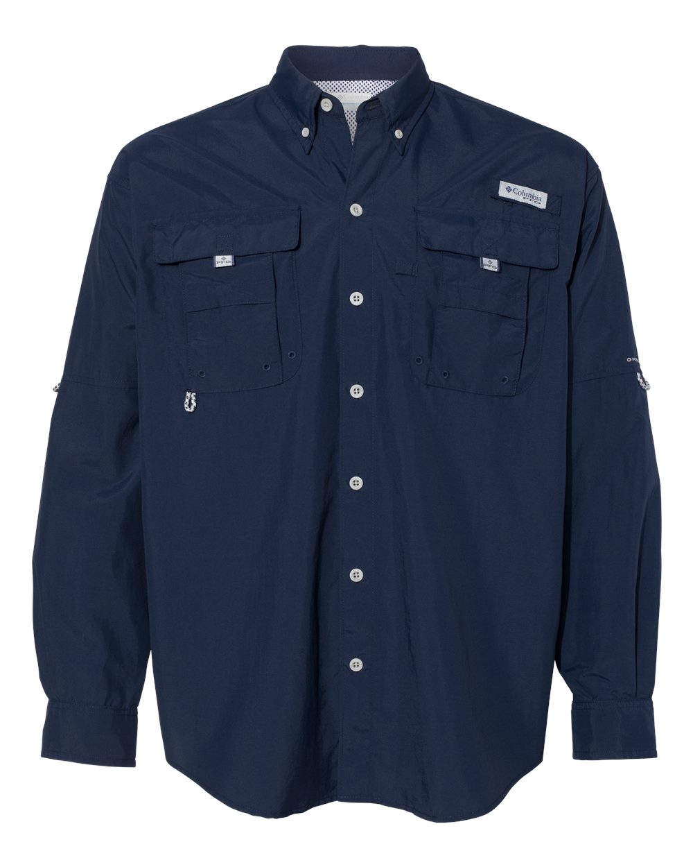 Front View of Collegiate Navy PFG Bahama™ II Shirt - 212463