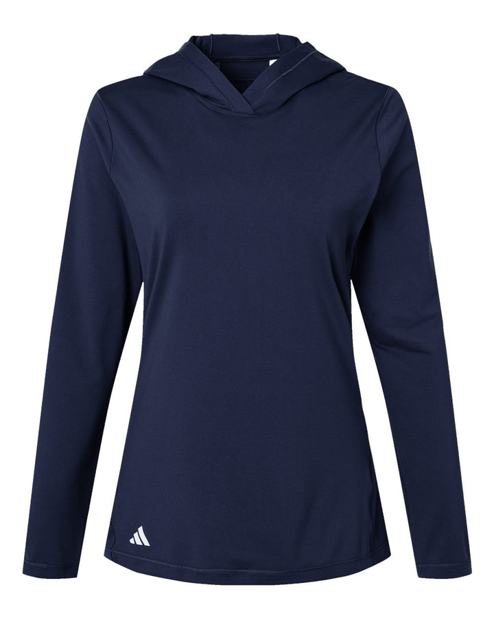 Front View of Collegiate Navy Women's Performance Hooded Pullover - A1003
