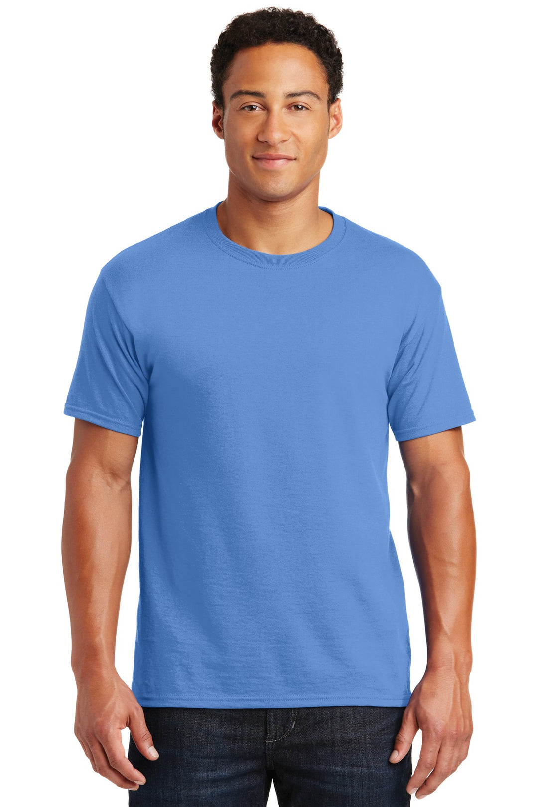 Front View of Columbia Blue Jerzees - Dri-Power 50/50 Cotton/Poly T-Shirt. 29M