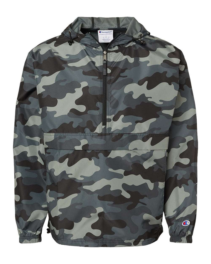 Front View of Concrete Camo Packable Anorak Jacket - CO200