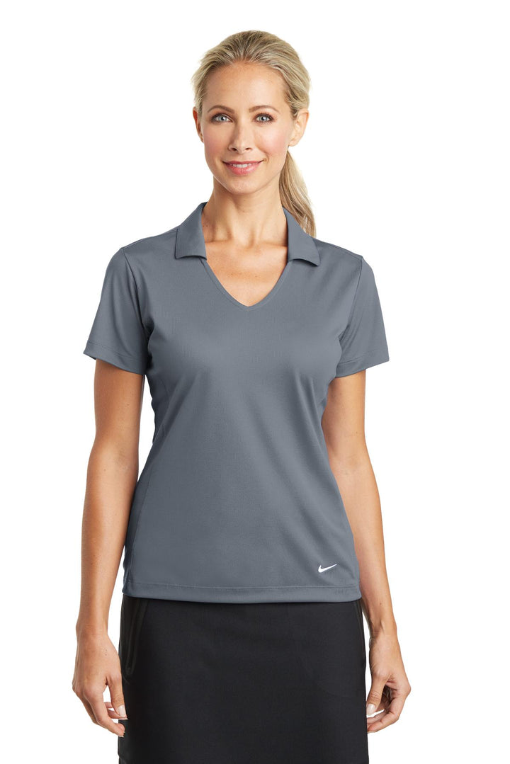 Front View of Cool Grey Nike Women's Dri-FIT Vertical Mesh Polo. 637165