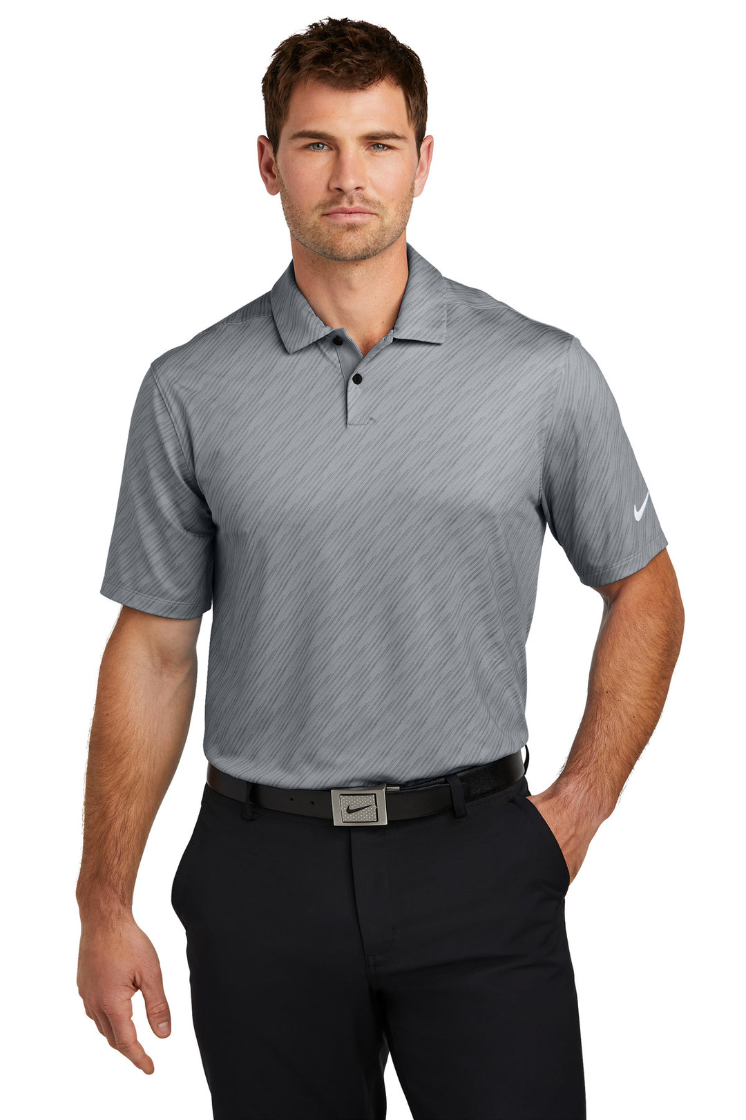 Front View of CoolGrey Nike Vapor Dash Polo NKDX6688