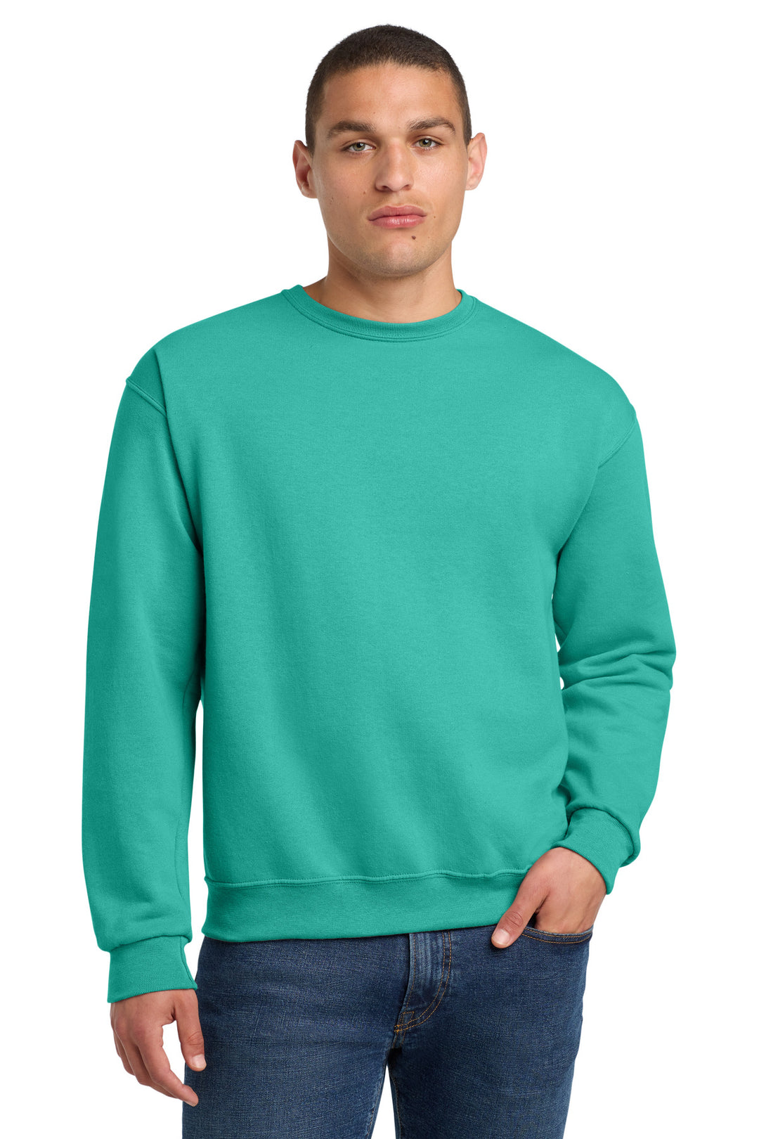 Front View of CoolMint Jerzees - NuBlend Crewneck Sweatshirt. 562M