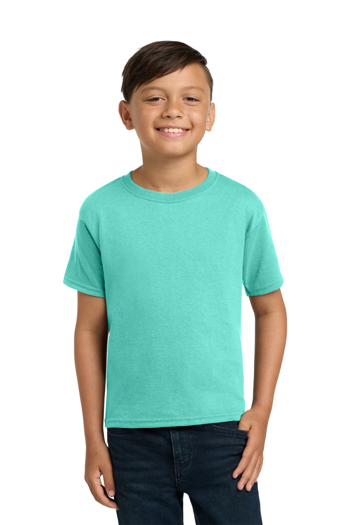 Front View of CoolMint Jerzees - Youth Dri-Power 50/50 Cotton/Poly T-Shirt. 29B
