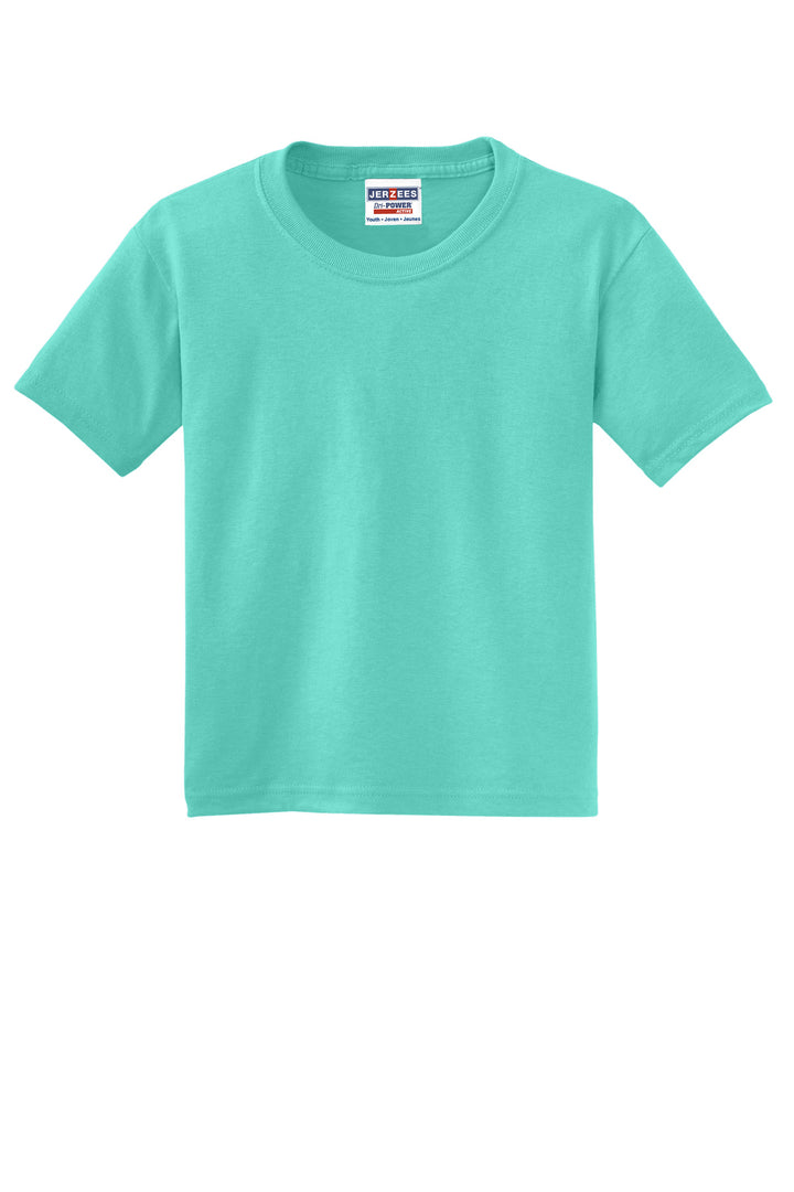 Front View of CoolMint Jerzees - Youth Dri-Power 50/50 Cotton/Poly T-Shirt. 29B
