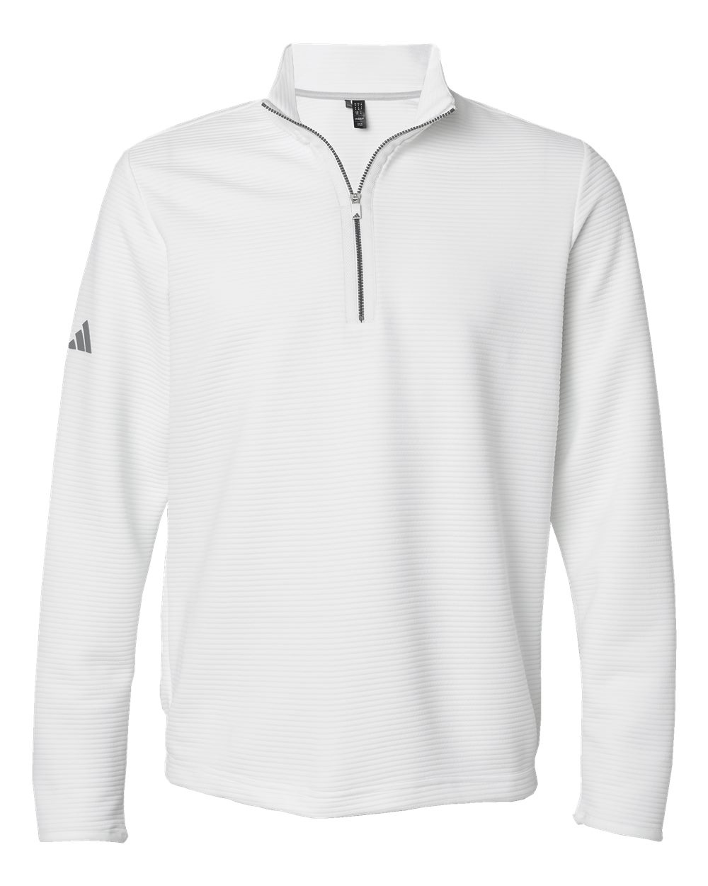 Front View of Core White Spacer Quarter-Zip Pullover - A588