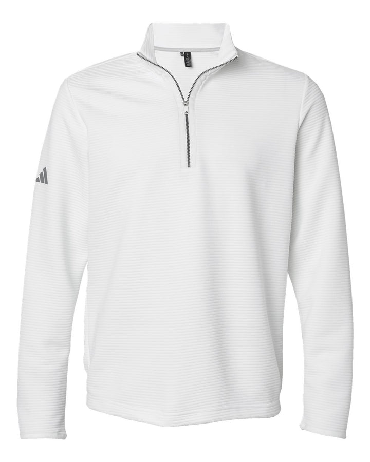 Front View of Core White Spacer Quarter-Zip Pullover - A588