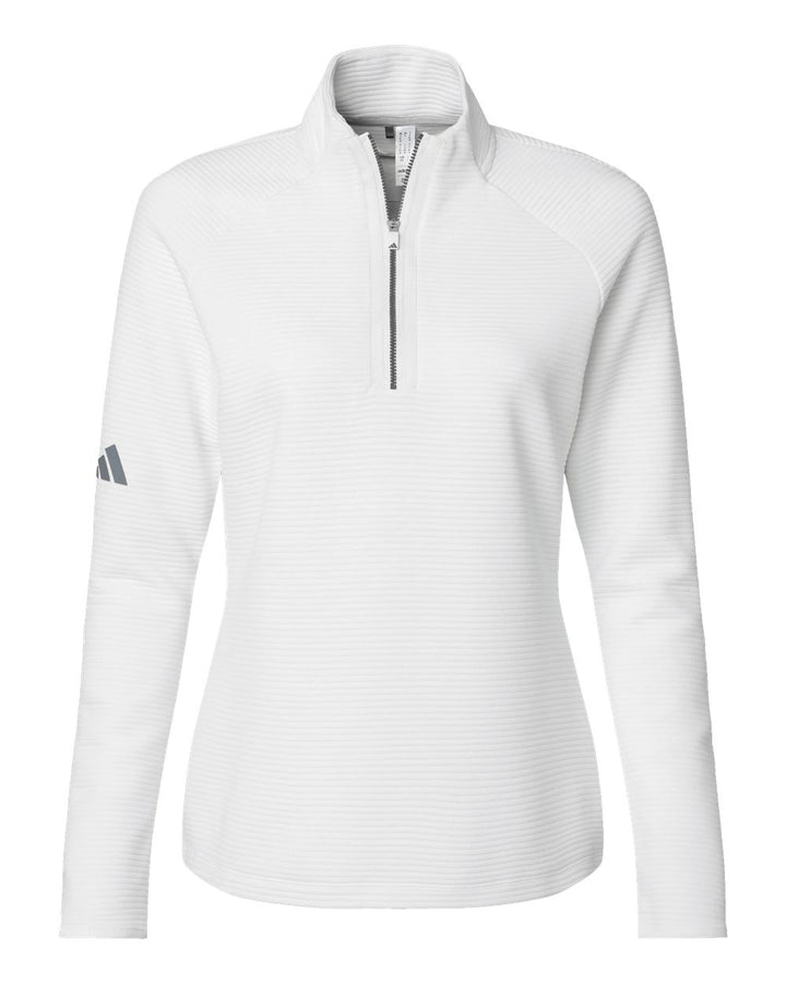 Front View of Core White Women's Spacer Quarter-Zip Pullover - A589