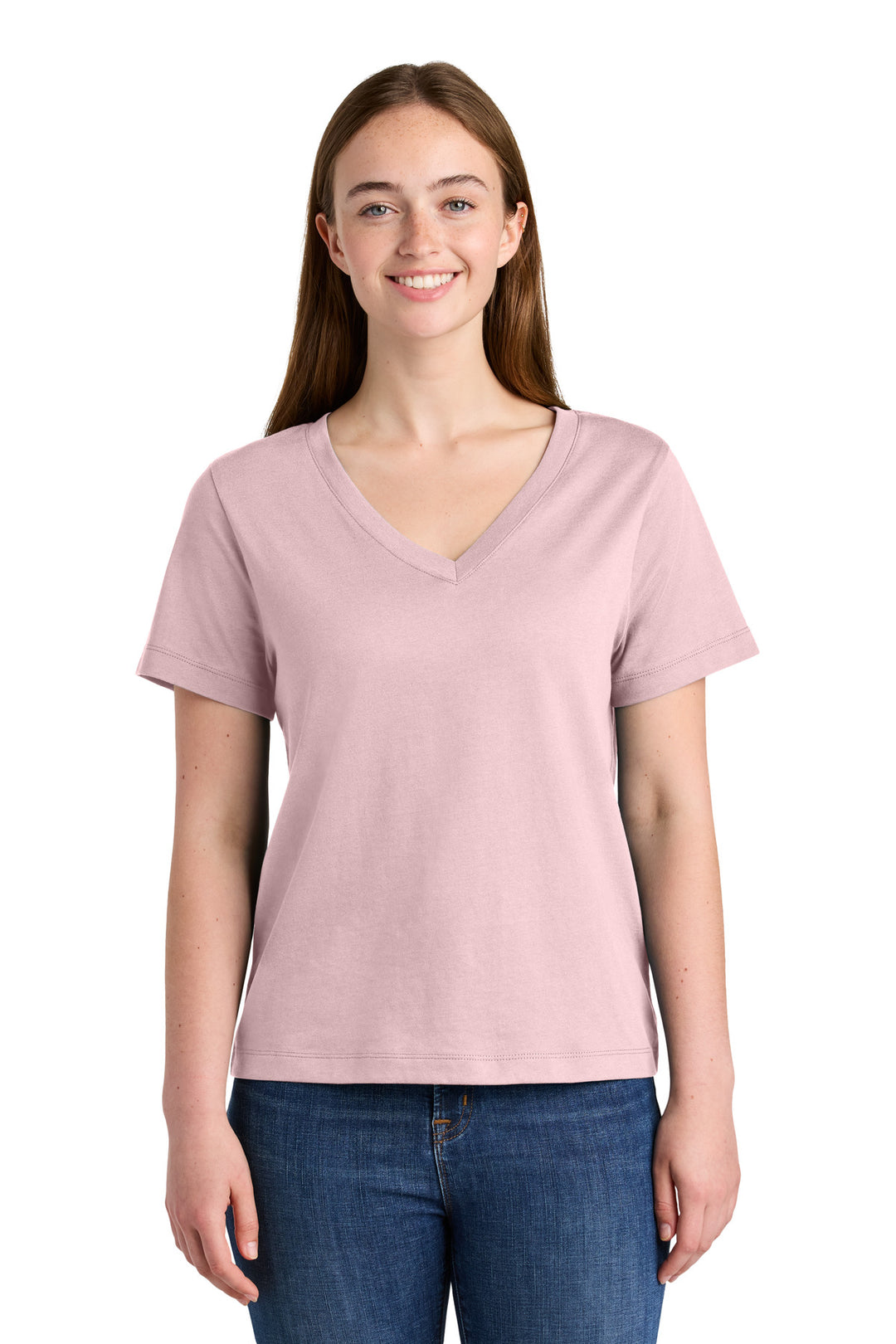 Front View of CottonPink Stanley/Stella Women's Stella Isla V-Neck Tee SXW032