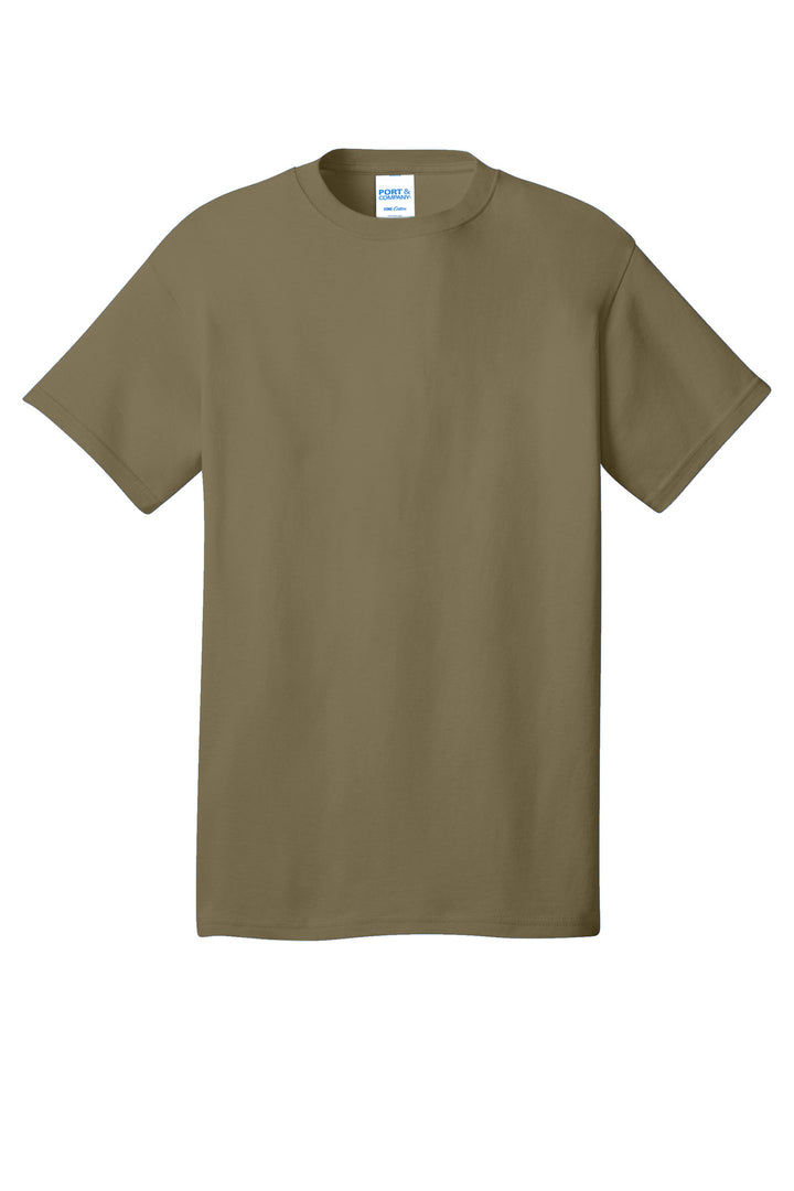 Front View of Coyote Brown Port & Company - Core Cotton Tee. PC54