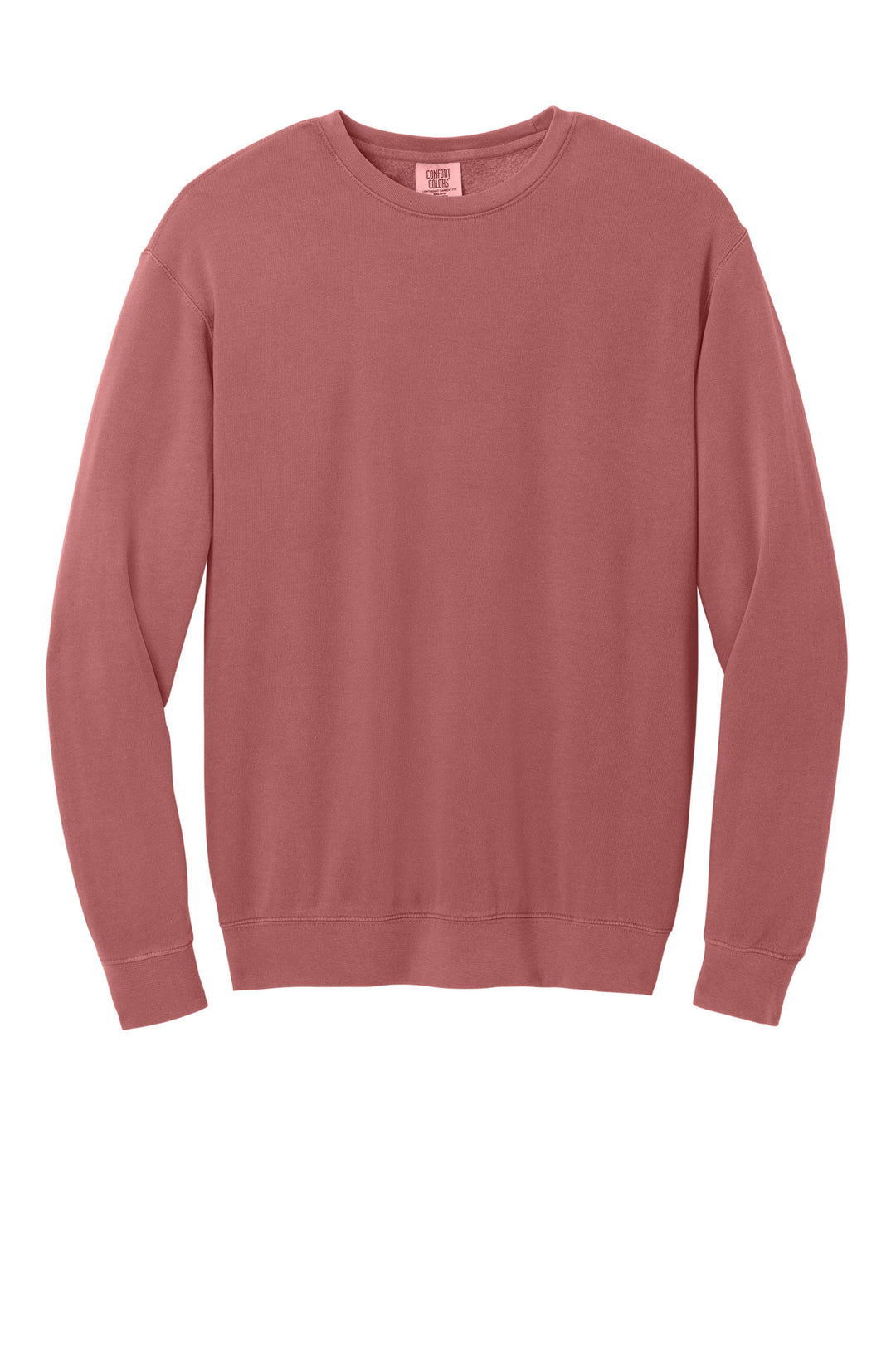 Front View of Crimson Comfort Colors Lightweight Crewneck Sweatshirt 1466