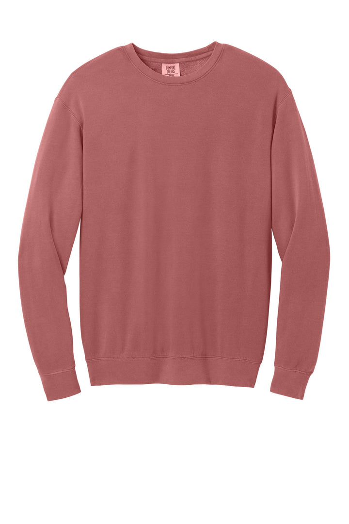 Front View of Crimson Comfort Colors Lightweight Crewneck Sweatshirt 1466