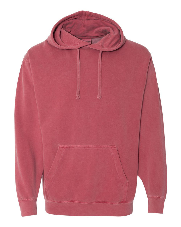 Front View of Crimson Garment-Dyed Hooded Sweatshirt - 1567