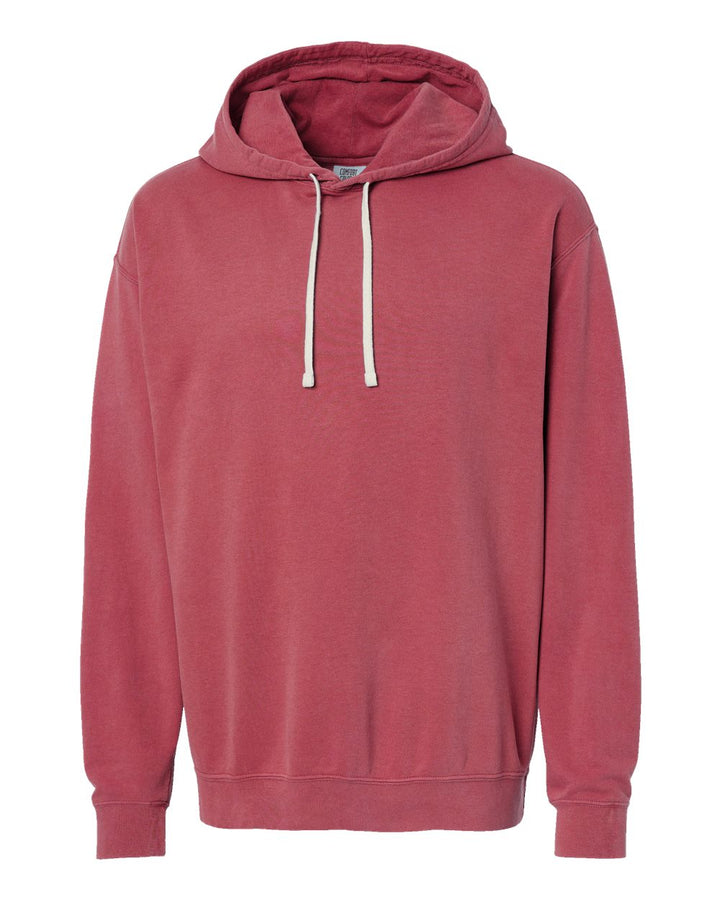 Front View of Crimson Garment-Dyed Lightweight Fleece Hooded Sweatshirt - 1467