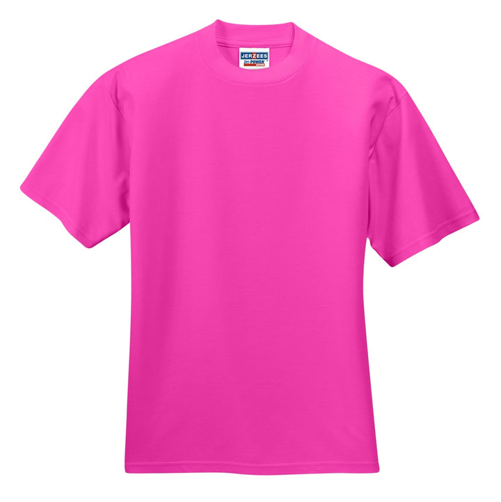 Front View of Cyber Pink Jerzees - Dri-Power 50/50 Cotton/Poly T-Shirt. 29M