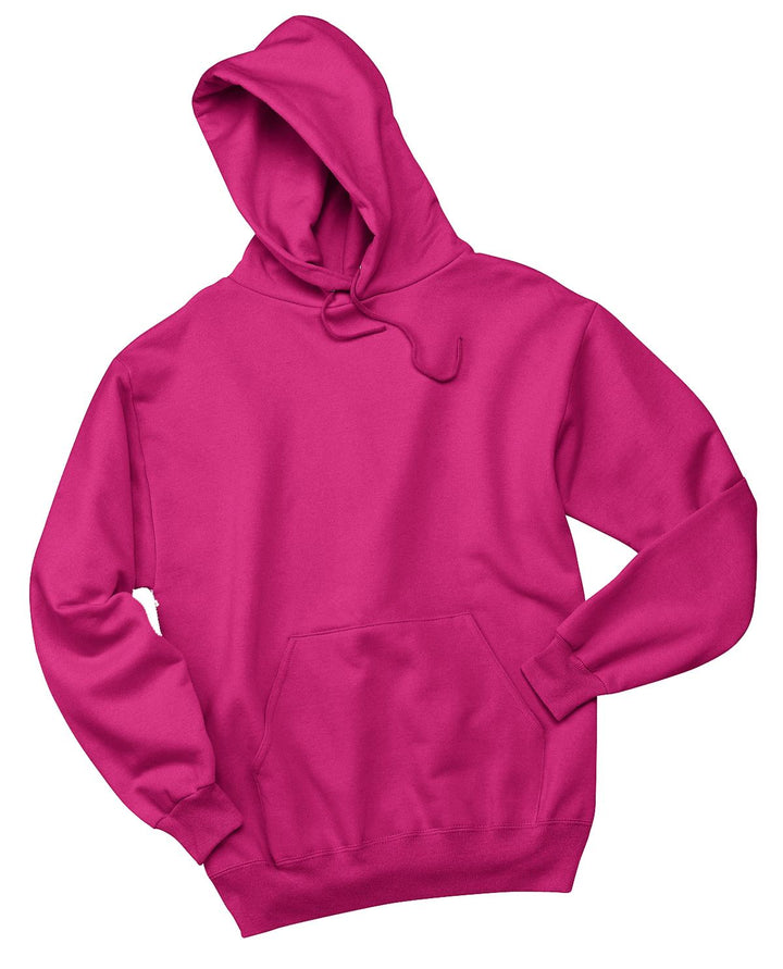 Front View of Cyber Pink Jerzees NuBlend Pullover Hooded Sweatshirt. 996M
