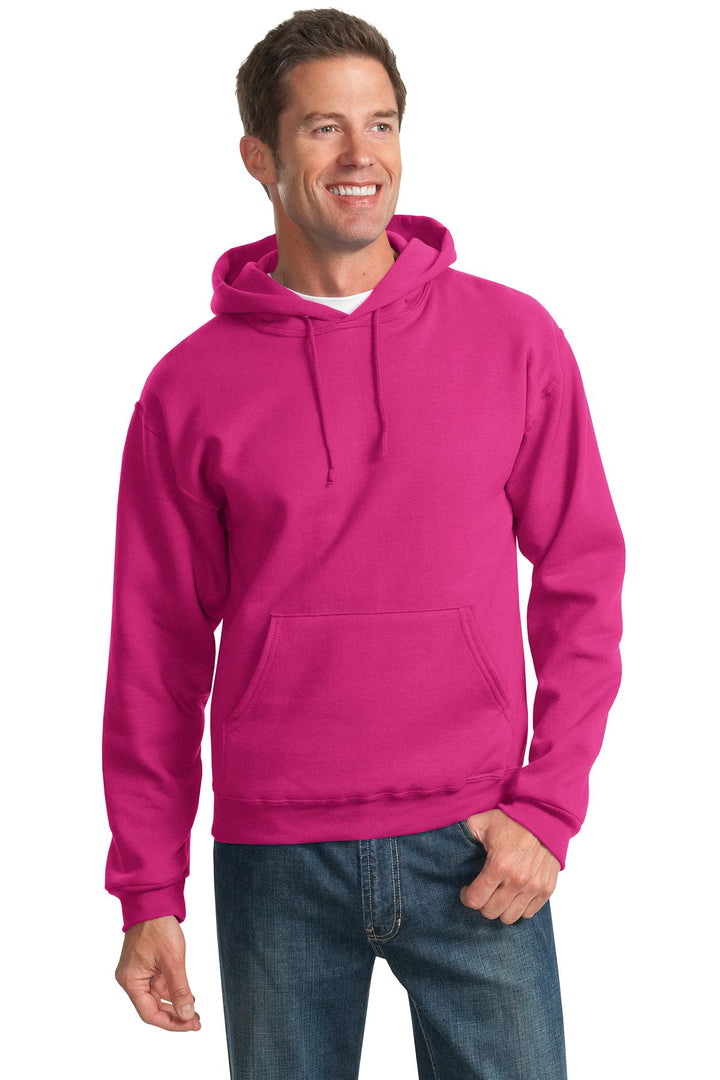 Front View of Cyber Pink Jerzees NuBlend Pullover Hooded Sweatshirt. 996M