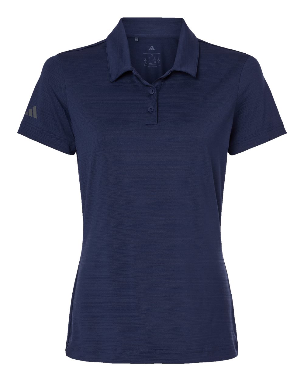 Front View of Dark Blue Women's Textured Stripe Polo - A707