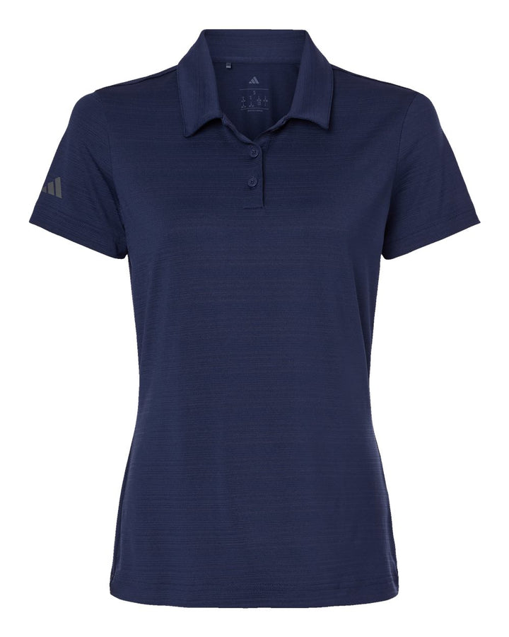 Front View of Dark Blue Women's Textured Stripe Polo - A707
