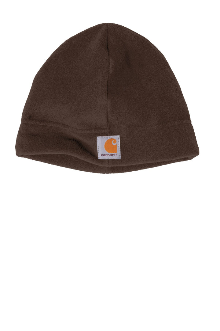 Front View of Dark Brown Carhartt Fleece Hat. CTA207