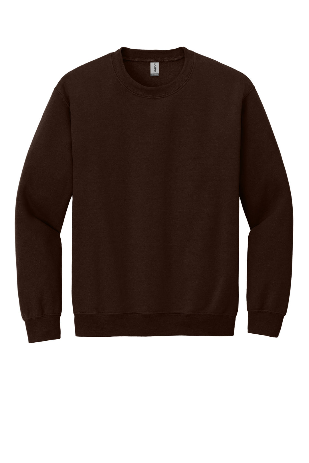 Front View of Dark Chocolate Gildan Heavy Blend Crewneck Sweatshirt. 18000