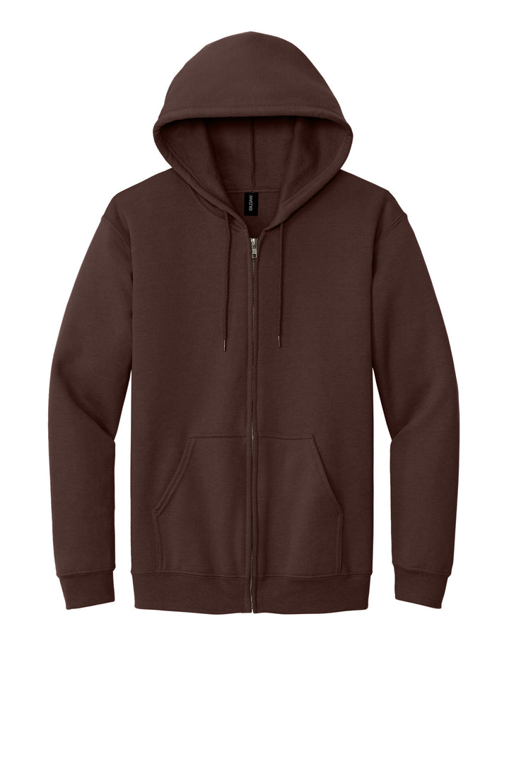 Front View of Dark Chocolate Gildan - Heavy Blend Full-Zip Hooded Sweatshirt. 18600
