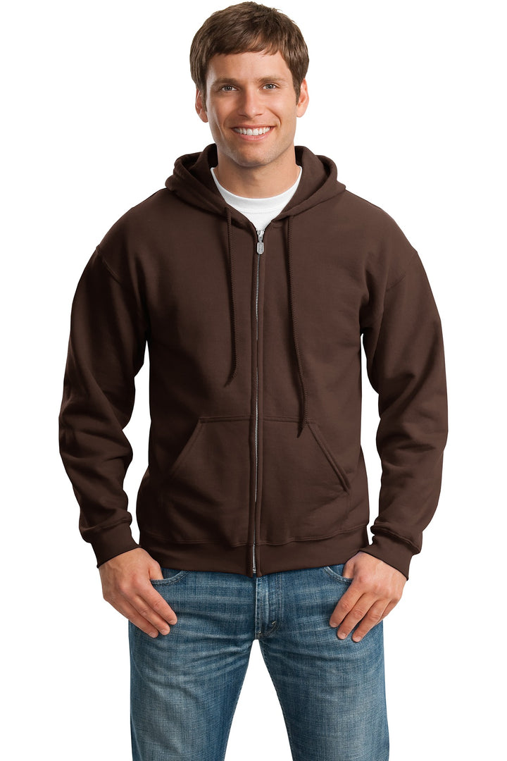 Front View of Dark Chocolate Gildan - Heavy Blend Full-Zip Hooded Sweatshirt. 18600