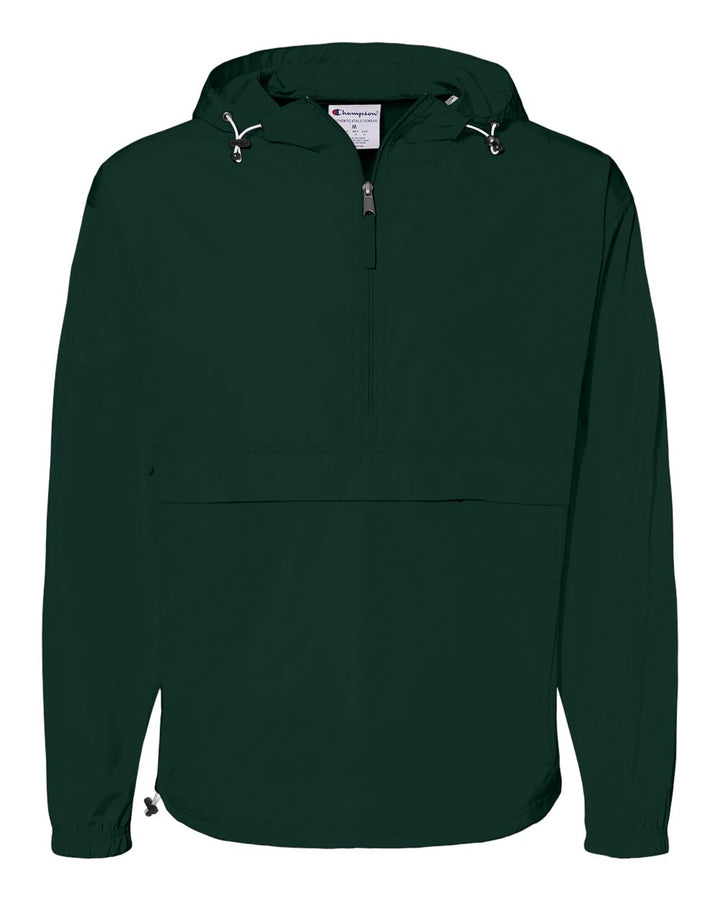 Front View of Dark Green Packable Anorak Jacket - CO200