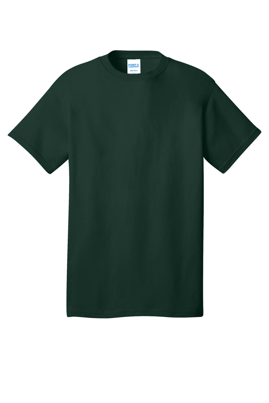 Front View of Dark Green Port & Company - Core Cotton Tee. PC54