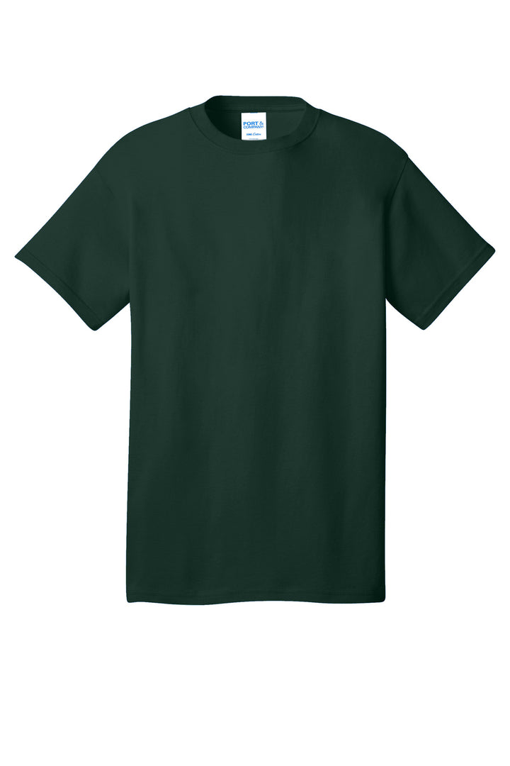 Front View of Dark Green Port & Company - Core Cotton Tee. PC54