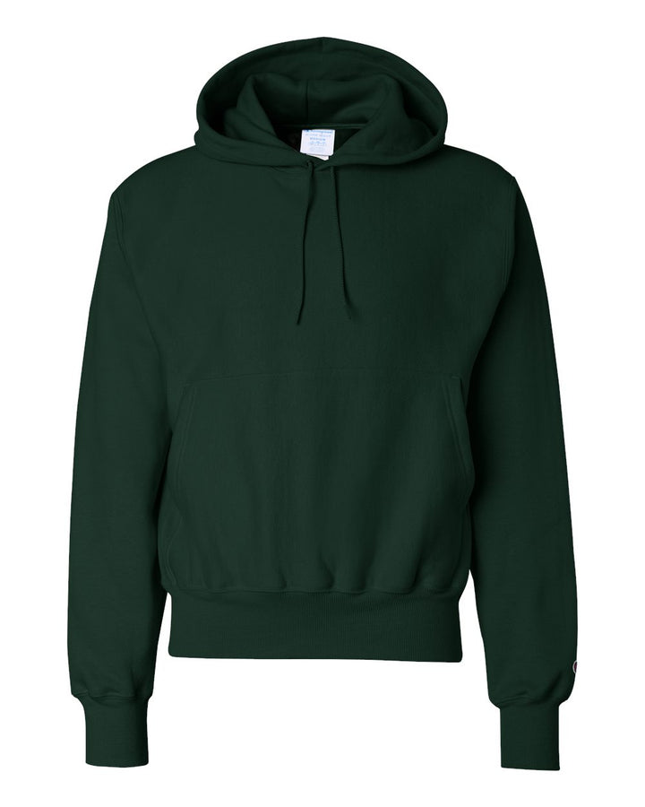 Front View of Dark Green Reverse Weave® Hooded Sweatshirt - S101