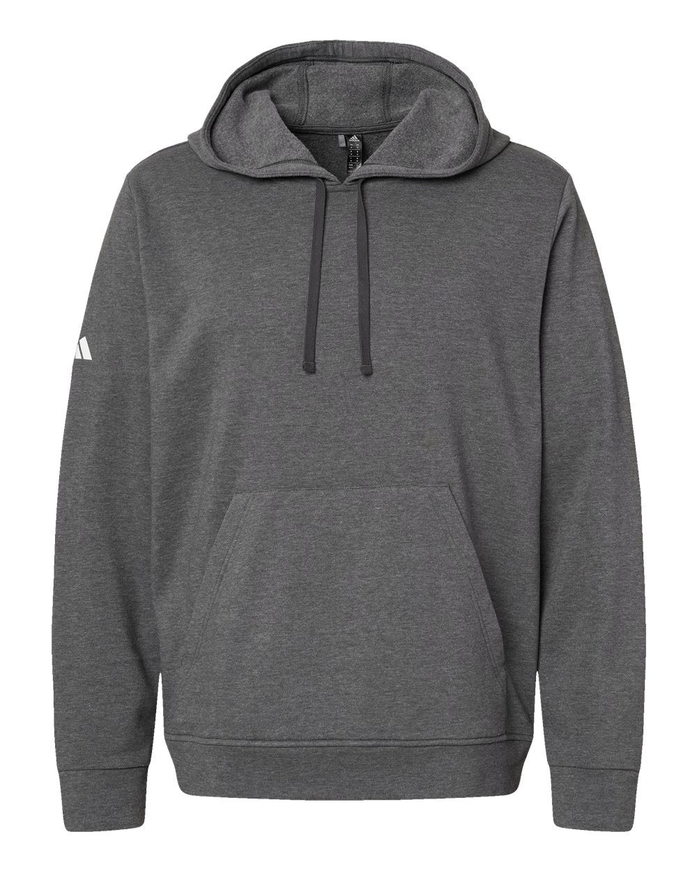 Front View of Dark Grey Heather Fleece Hooded Sweatshirt - A432