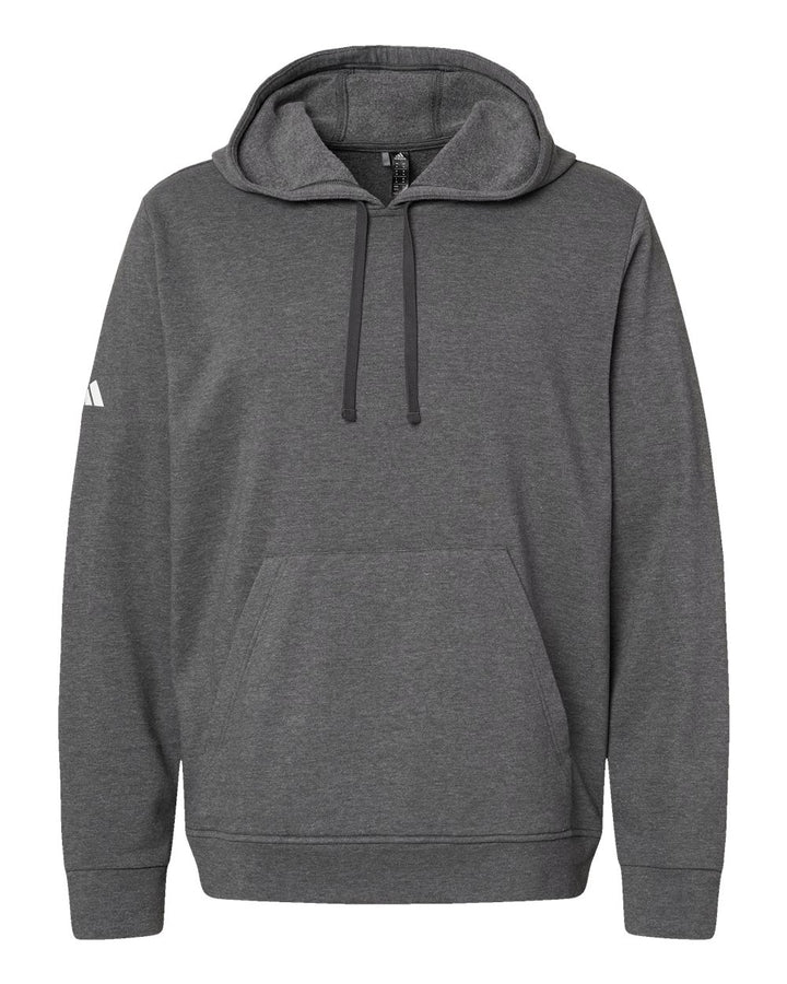 Front View of Dark Grey Heather Fleece Hooded Sweatshirt - A432