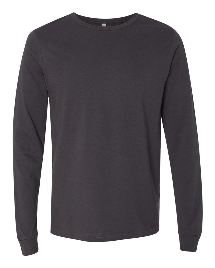 Front View of Dark Grey Jersey Long Sleeve Tee - 3501