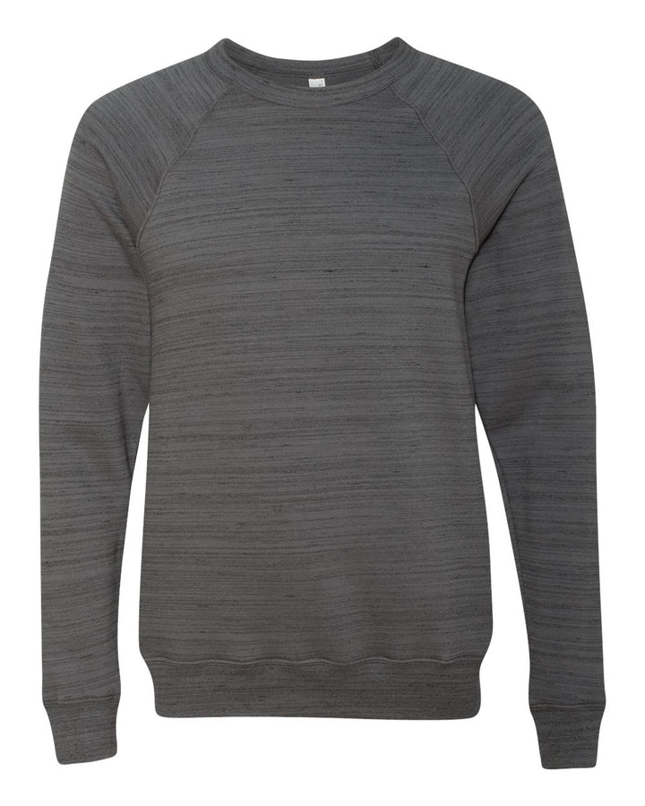 Front View of Dark Grey Marble Sponge Fleece Raglan Crewneck Sweatshirt - 3901