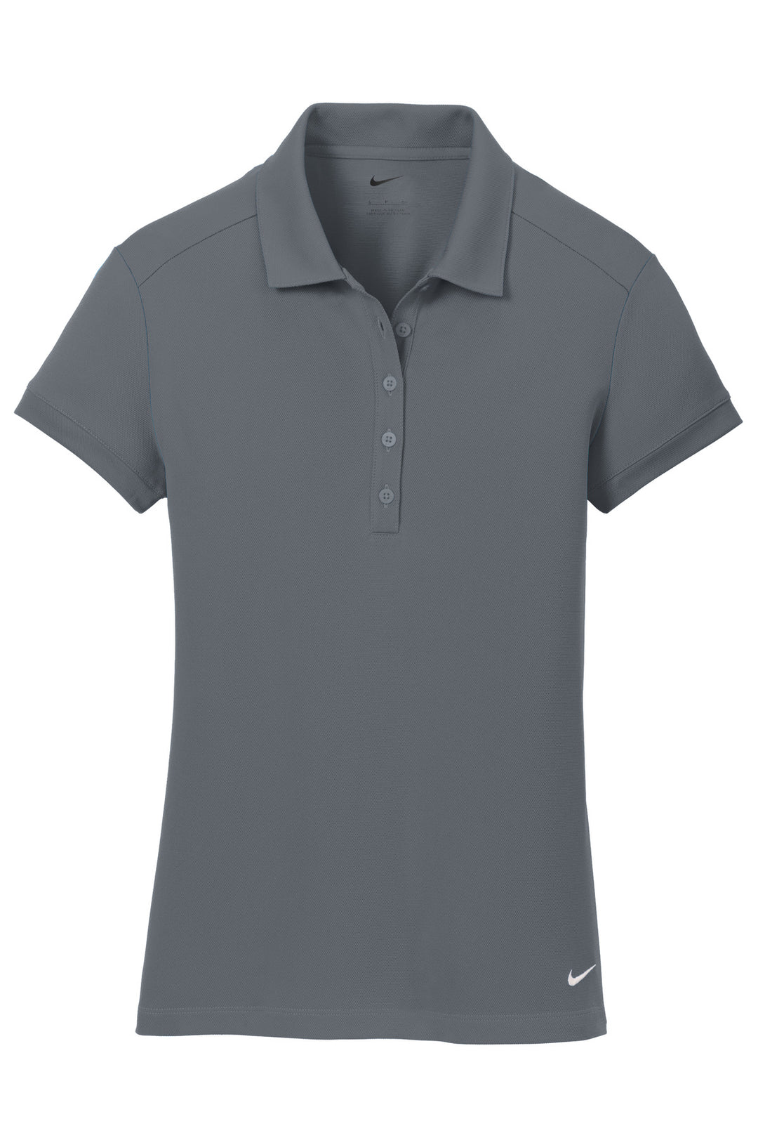 Front View of Dark Grey Nike Women's Dri-FIT Solid Icon Pique Modern Fit Polo. 746100