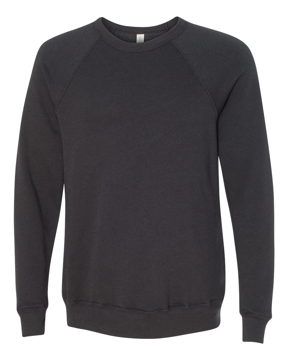Front View of Dark Grey Sponge Fleece Raglan Crewneck Sweatshirt - 3901