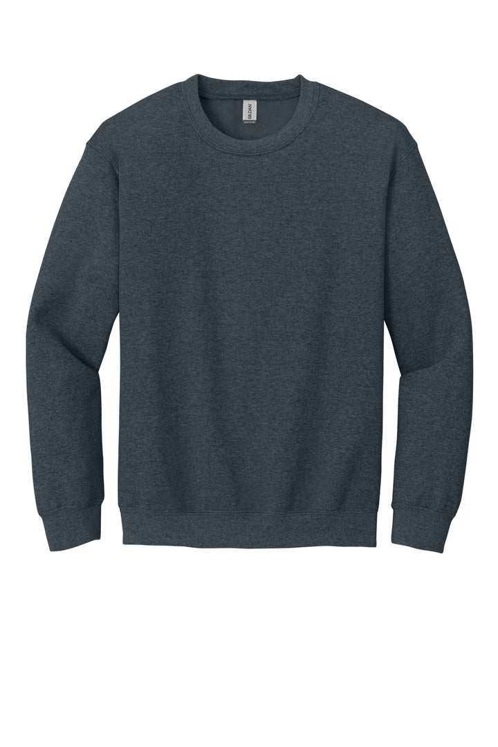 Front View of Dark Heather Gildan Heavy Blend Crewneck Sweatshirt. 18000
