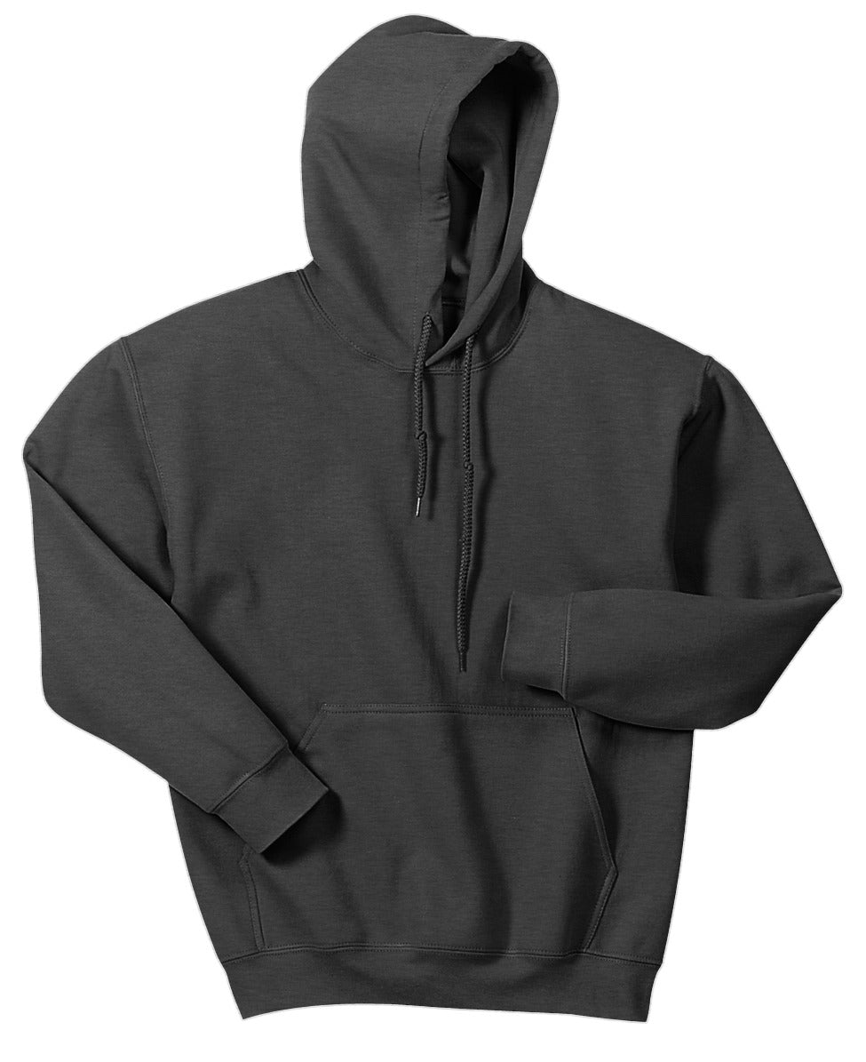 Front View of Dark Heather Gildan - Heavy Blend Hooded Sweatshirt. 18500