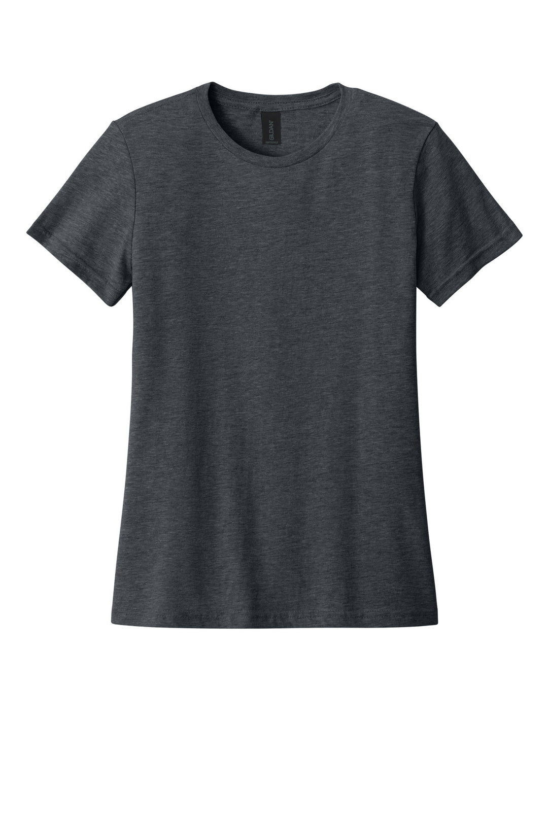 Front View of Dark Heather Gildan Softstyle Women's T-Shirt. 64000L